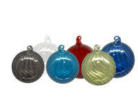 Kugel gestreift 8cm, 6 verschiedene Farben
